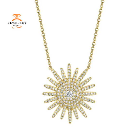 14KT GOLD 0.43 CTW DIAMOND STARBURST NECKLAACE - Image 2