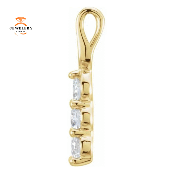 14KT Gold 1/2 CTW Diamond 3-Stone Pendant - Image 6