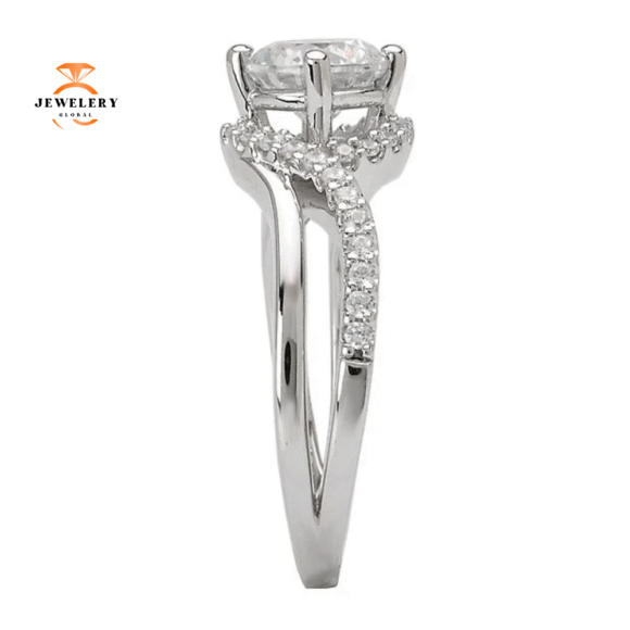 14KT Gold 1/4 CTW Diamond Wavy Shank Setting for 1 CT Round - Image 7