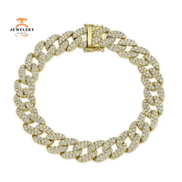 14KT GOLD 4.36 CTW DIAMOND PAVE CHAIN BRACELET