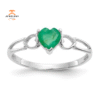 14KT GOLD HEART EMERALD BIRTHSTONE RING