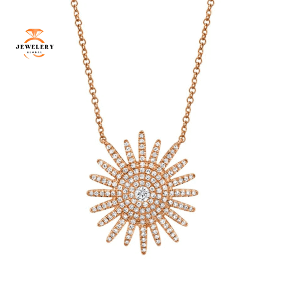 14KT GOLD 0.43 CTW DIAMOND STARBURST NECKLAACE