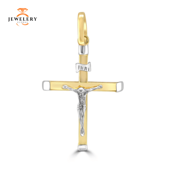 14 Karat Two Tone Crucifix Cross Pendant