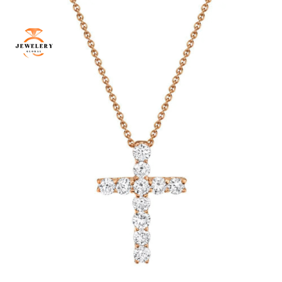 14KT GOLD 0.32 CTW DIAMOND CROSS NECKLACE - Image 2