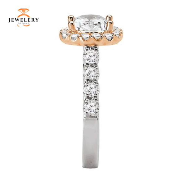 14KT 3/4 CTW Diamond Round Halo Setting for 1 CT Round - Image 3