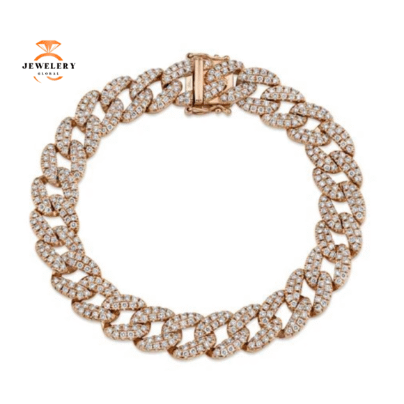 14KT GOLD 4.36 CTW DIAMOND PAVE CHAIN BRACELET - Image 2