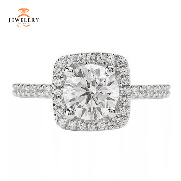 14KT 1/4 CTW DIAMOND SQUARE HALO SETTING FOR 1.50 CT ROUND DIAMOND - Image 2