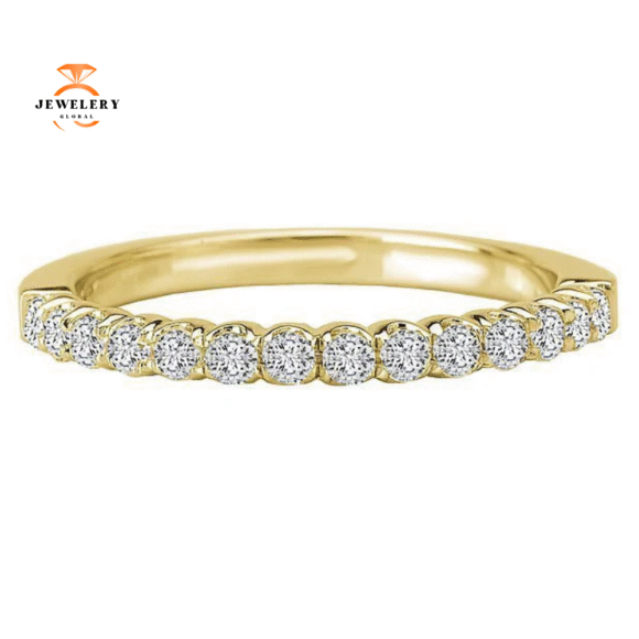 14KT GOLD 1/4 CTW ROUND DIAMOND 14 STONE BAND - Image 5
