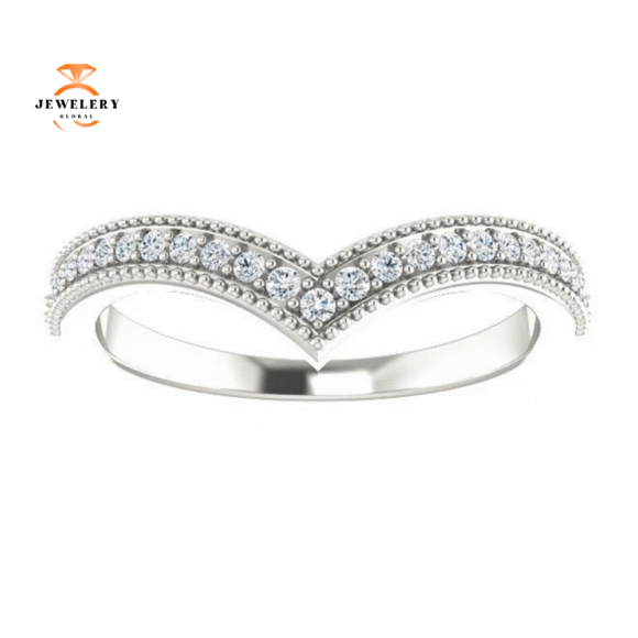 14KT GOLD 1/6 CTW DIAMOND STACABLE "V" RING - Image 4