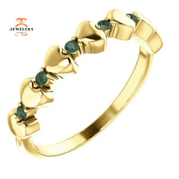 14KT GOLD GENUINE .12 CTW ALEXANDRITE STACKABLE HEART RING - Image 10