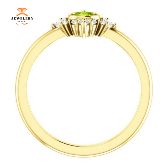 14KT Gold .30 CT Peridot & .20 CTW Diamond Bezel Halo Ring - Image 11