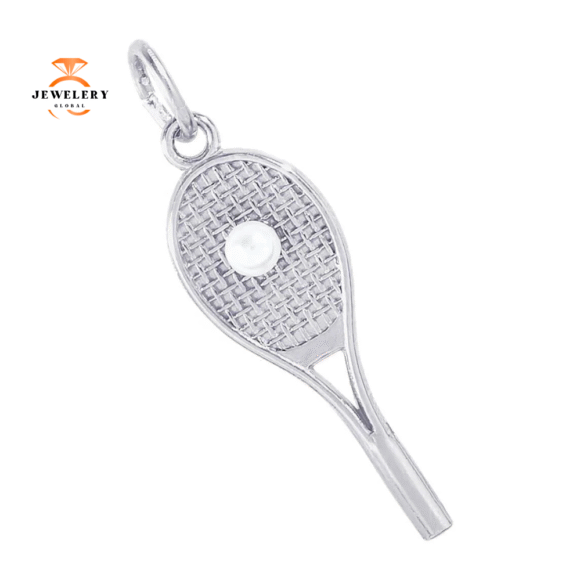 14KT GOLD TENNIS RACQUET WITH PEARL CHARM