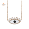 14KT Rose Gold .94 CT Onyx & Mother of Pearl & .29 CTW Diamond Eye Necklace