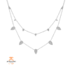 14KT White Gold .50 CTW Diamond Pave Pear Shape 2-Row Necklace