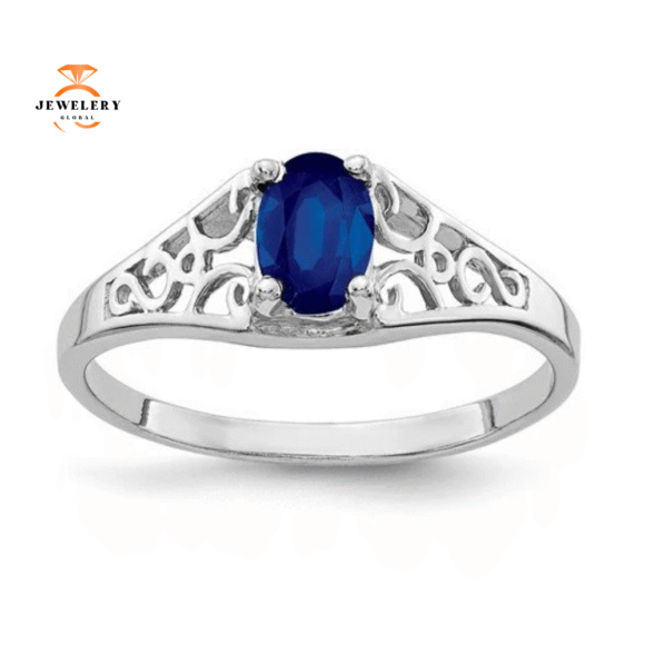 14KT WHITE GOLD 0.65 CTW OVAL SAPPHIRE RING