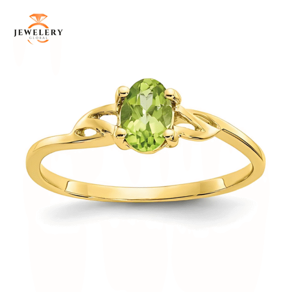 10KT GOLD POLISHED 0.45 CT OVAL PERIDOT BIRTHSTONE RING - Image 2