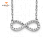 14 KARAT WHITE GOLD 0.15 CARAT ROUND DIAMOND INFINITY NECKLACE 16-18"