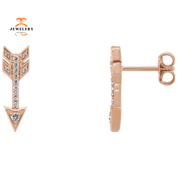 14KT Gold 1/6 CTW Diamond Arrow Earrings