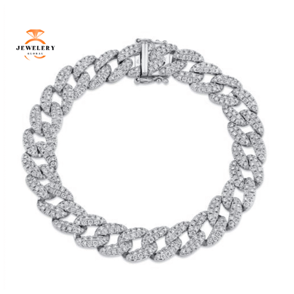 14KT GOLD 4.36 CTW DIAMOND PAVE CHAIN BRACELET - Image 3
