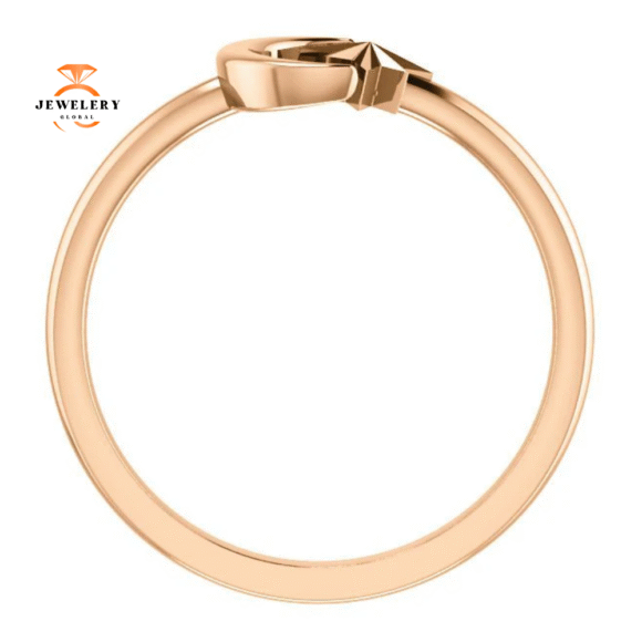 14KT GOLD CRESCENT MOON & STAR SPACE RING - Image 2