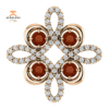 14KT GOLD GARNET AND DIAMOND CLOVER PENDANT
