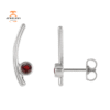 14KT GOLD 0.32 CTW GENUINE RUBY BEZEL-SET EAR CLIMBERS
