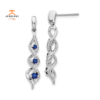 14KT GOLD 0.43 CTW SAPPHIRE & 0.12 CTW DIAMOND DANGLE TWIST EARRINGS