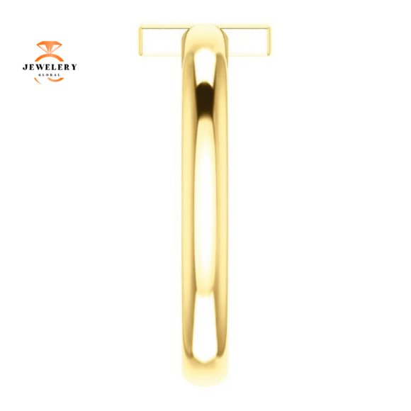 14KT GOLD ROUND AQUAMARINE SIDEWAYS CROSS RING - Image 6