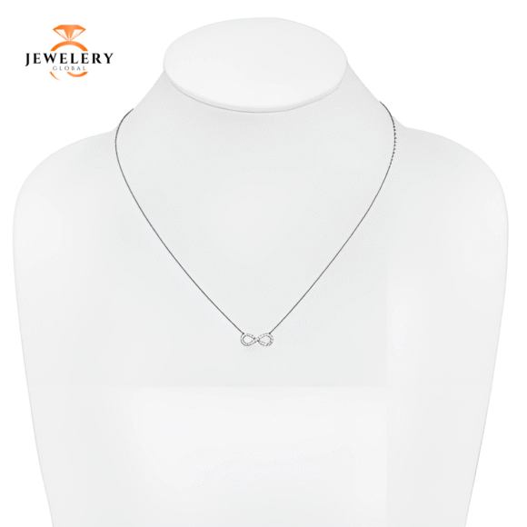 14 KARAT WHITE GOLD 0.15 CARAT ROUND DIAMOND INFINITY NECKLACE 16-18" - Image 3