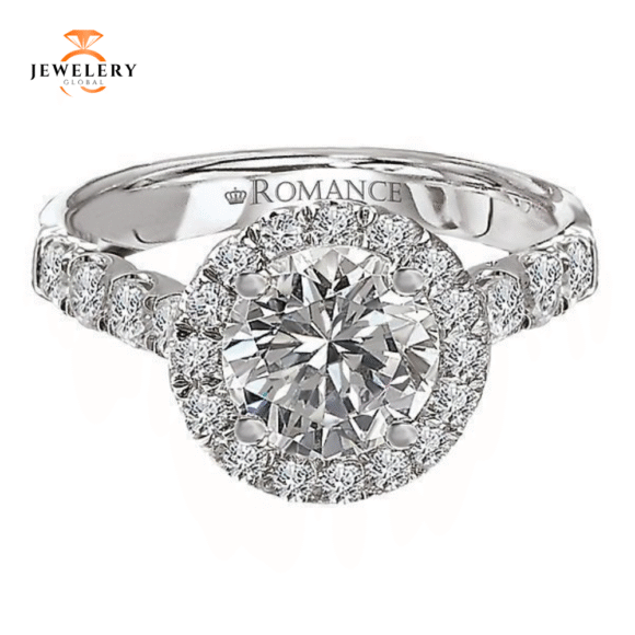 14KT 3/4 CTW Diamond Round Halo Setting for 1 CT Round - Image 6