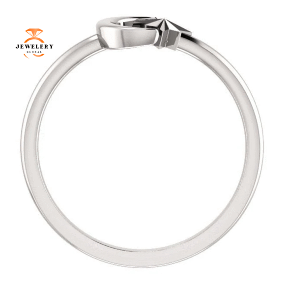 14KT GOLD CRESCENT MOON & STAR SPACE RING - Image 4