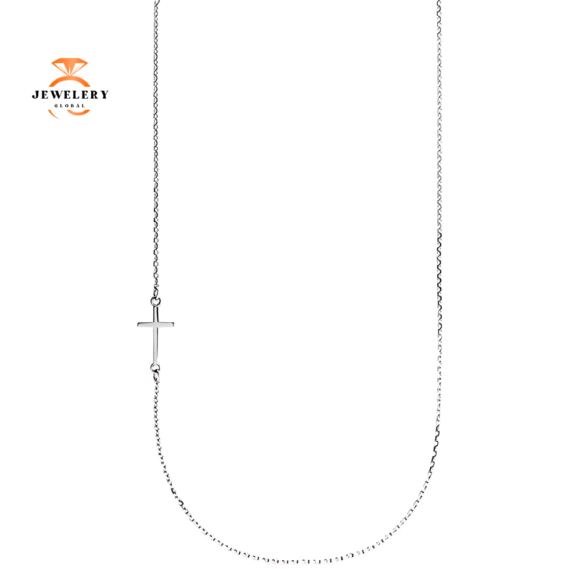 14KT GOLD SIDEWAYS CROSS 16" NECKLACE