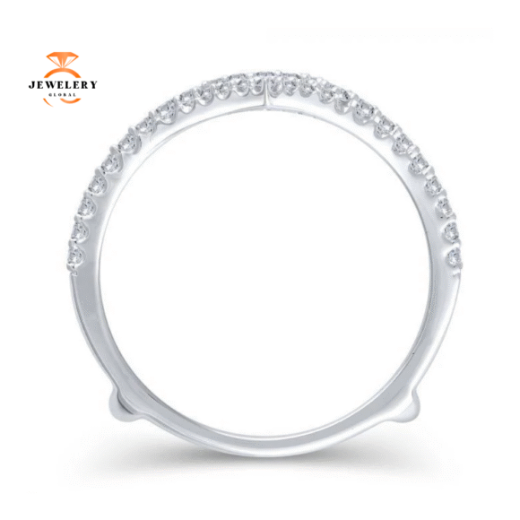 14KT GOLD 1/2 CTW DIAMOND CARVED TRIANGLE INSERT BAND - Image 4