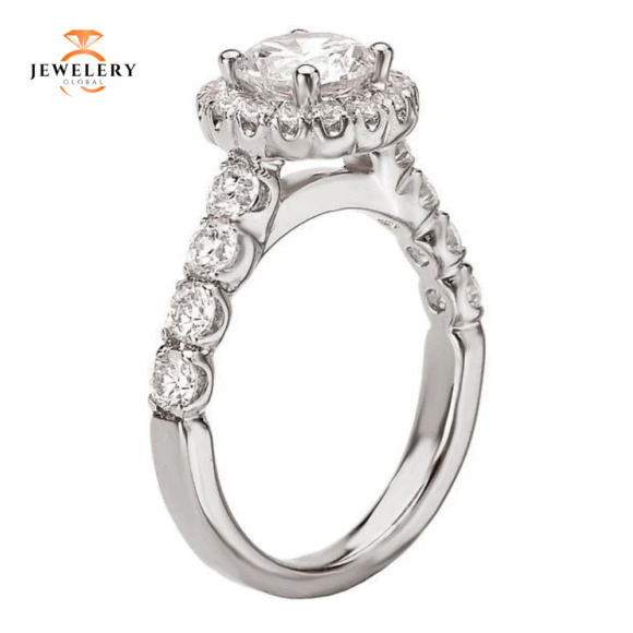 14KT 3/4 CTW Diamond Round Halo Setting for 1 CT Round - Image 7