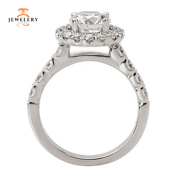 14KT 3/4 CTW Diamond Round Halo Setting for 1 CT Round - Image 8