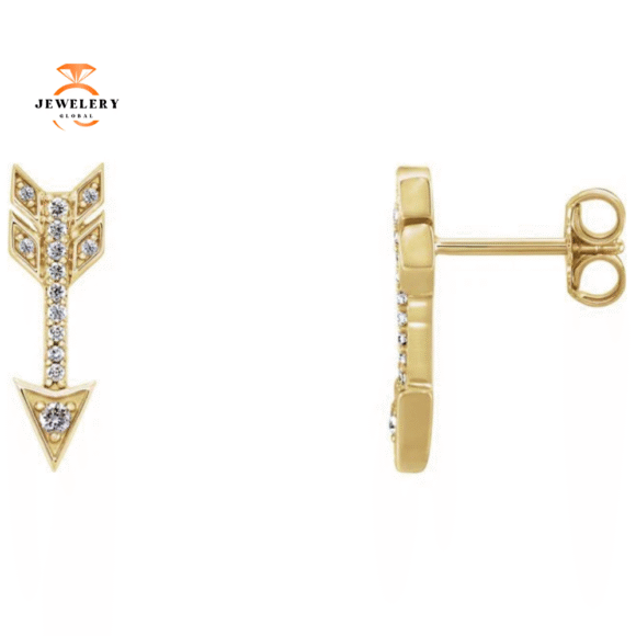 14KT Gold 1/6 CTW Diamond Arrow Earrings - Image 5