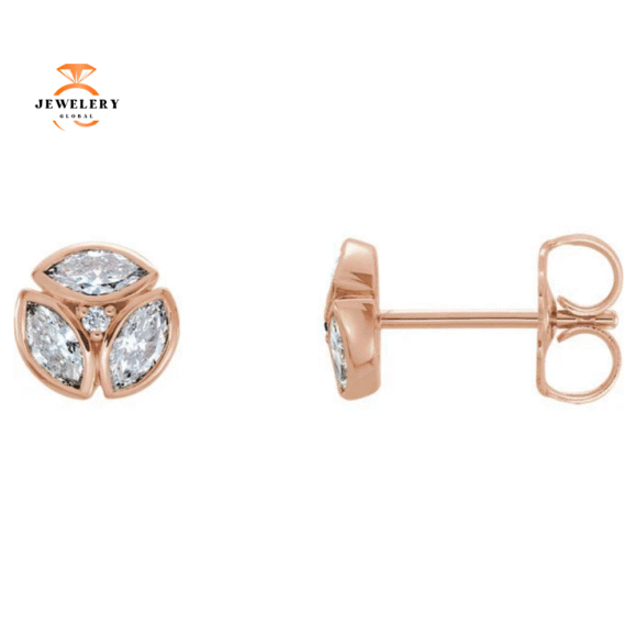 14KT Gold 1/2 CTW Diamond Cluster Earrings