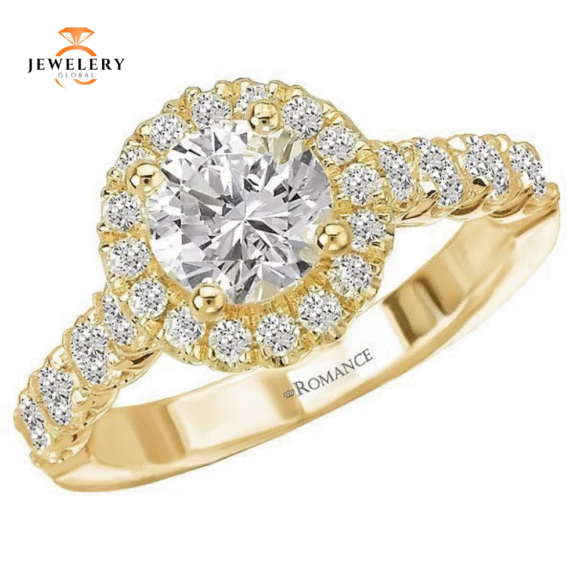 14KT 3/4 CTW Diamond Round Halo Setting for 1 CT Round - Image 9