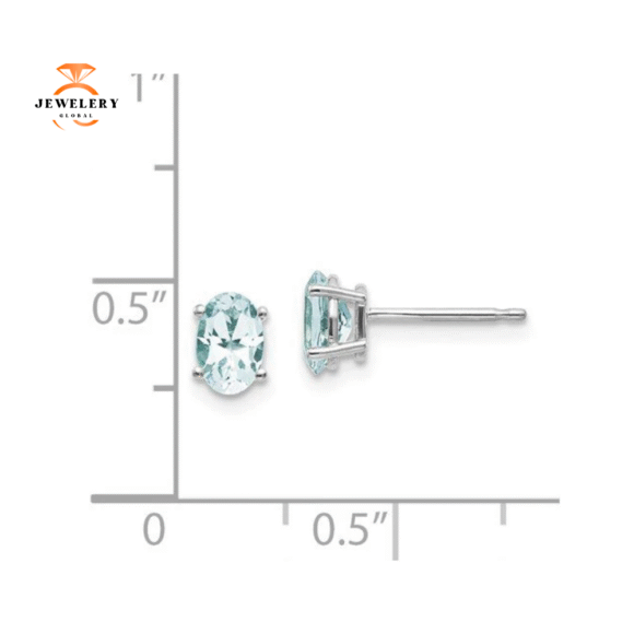 14KT GOLD 0.80 CTW OVAL AQUAMARINE EARRINGS - Image 2