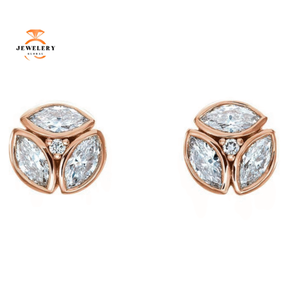 14KT Gold 1/2 CTW Diamond Cluster Earrings - Image 2