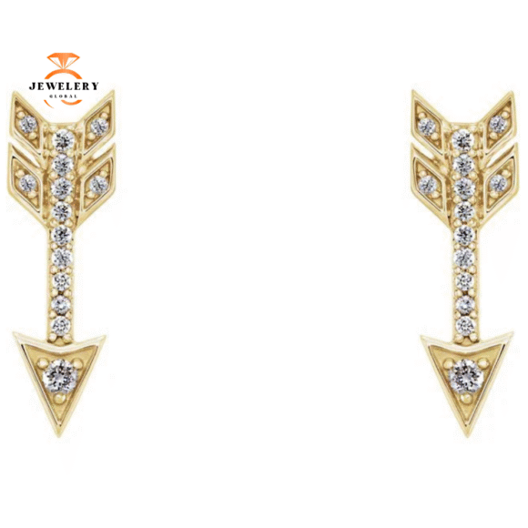14KT Gold 1/6 CTW Diamond Arrow Earrings - Image 6