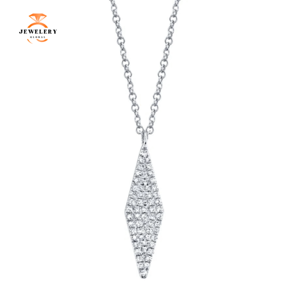 14KT GOLD 0.17 CTW DIAMOND RHOMBUS NECKLACE