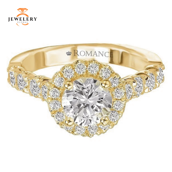 14KT 3/4 CTW Diamond Round Halo Setting for 1 CT Round - Image 10