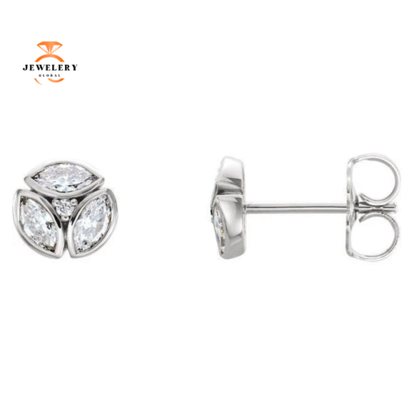 14KT Gold 1/2 CTW Diamond Cluster Earrings - Image 3