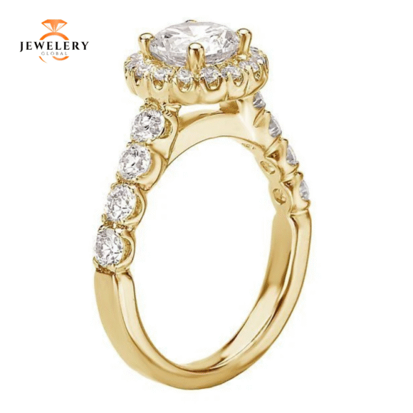 14KT 3/4 CTW Diamond Round Halo Setting for 1 CT Round - Image 11