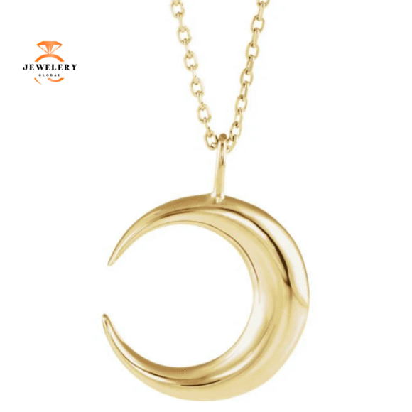 14KT Gold Crescent Moon Necklace - Image 2