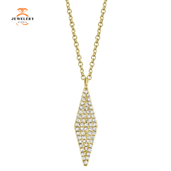 14KT GOLD 0.17 CTW DIAMOND RHOMBUS NECKLACE - Image 2