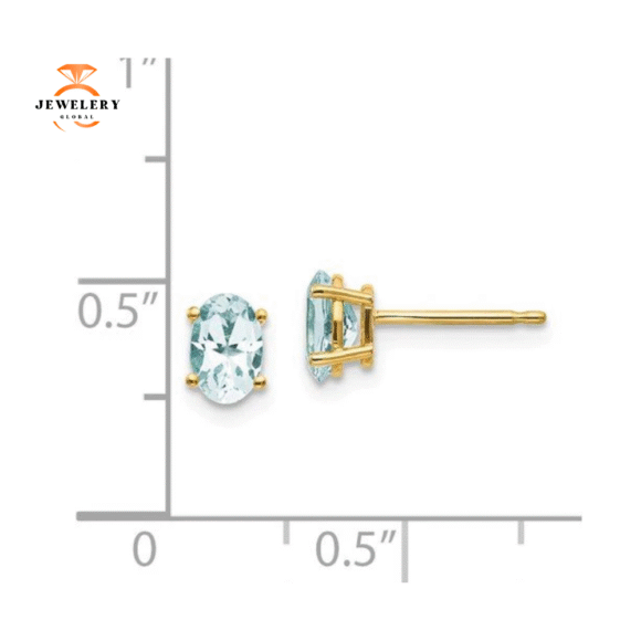 14KT GOLD 0.80 CTW OVAL AQUAMARINE EARRINGS - Image 4
