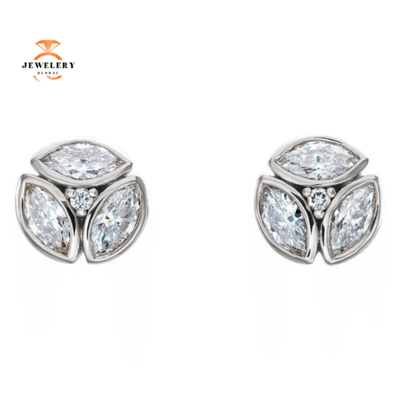 14KT Gold 1/2 CTW Diamond Cluster Earrings - Image 4