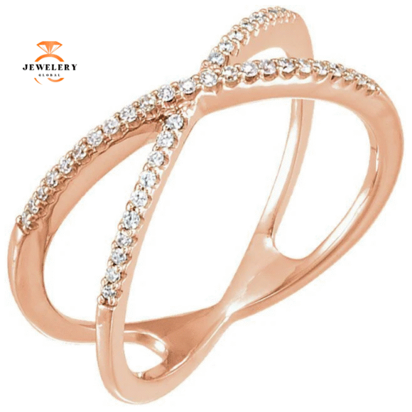 14KT GOLD 1/6 CTW DIAMOND CRISS-CROSS RING